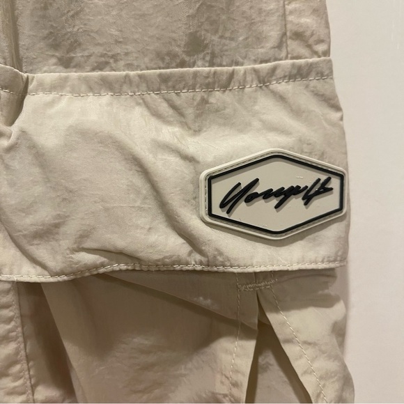 Young LA Womens Retro Cargo Joggers W222 Size Small Beige Pockets Parachute - Picture 5 of 12